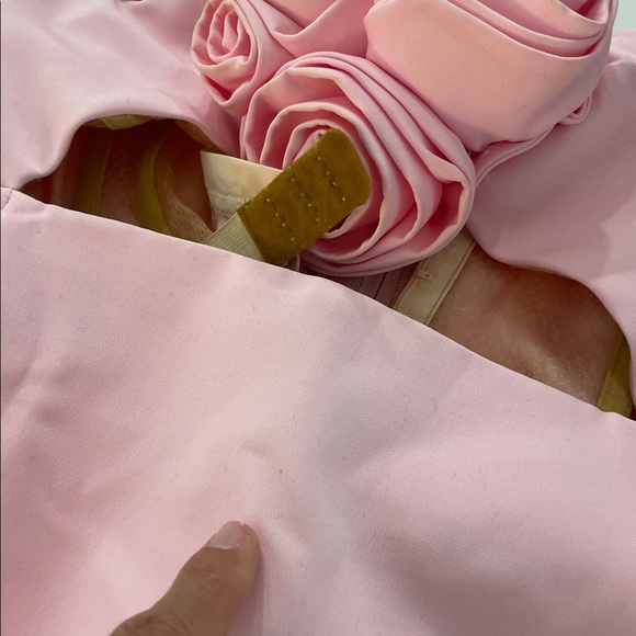 Pink Strapless Cutout Flower Front Mini Dress | L - Picture 13 of 17